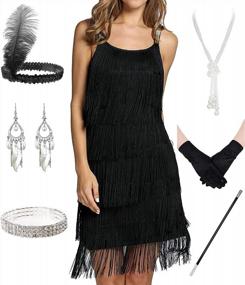 img 4 attached to 1920S Flapper Dresses For Women With Beads, Fringe, Lace, And Tassels, Complete With Accessories