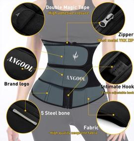 img 3 attached to Plus Size Neopren Waist Trainer For Women, Workout Sauna Sweat Corset Cincher With Zipper Trimmer Belt