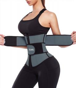 img 4 attached to Plus Size Neopren Waist Trainer For Women, Workout Sauna Sweat Corset Cincher With Zipper Trimmer Belt