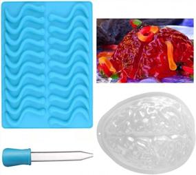 img 4 attached to BESTONZON 2 Pack Brain Jelly Mould And Silicone Gummy Worm Mould For Halloween Or Pirate Themed Parties