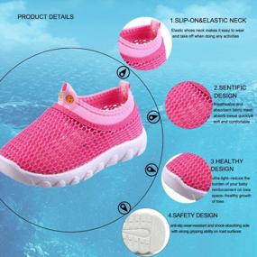 img 3 attached to WALUCAN Kids Water Shoes с дышащей сеткой и противоскользящей подошвой для бега и кроссовки для мальчиков и девочек