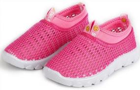 img 2 attached to WALUCAN Kids Water Shoes с дышащей сеткой и противоскользящей подошвой для бега и кроссовки для мальчиков и девочек