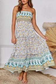 img 3 attached to Bohemian Floral Strapless Maxi Dress For Women'S Summer Beach Parties By ZESICA