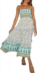 img 4 attached to Bohemian Floral Strapless Maxi Dress For Women'S Summer Beach Parties By ZESICA