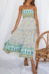 img 2 attached to Bohemian Floral Strapless Maxi Dress For Women'S Summer Beach Parties By ZESICA