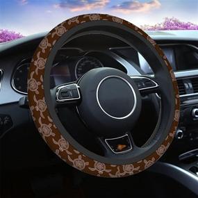 img 4 attached to Swono Car Steering Wheel Covers Sea Turtles Sea Animal Turtles With Flower Brown Universal For Women Girls Soft Neoprene Anti-Slip Car Accessories For Most Sedan Van SUV
