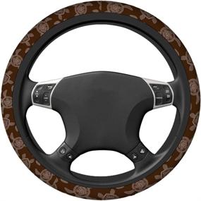 img 3 attached to Swono Car Steering Wheel Covers Sea Turtles Sea Animal Turtles With Flower Brown Universal For Women Girls Soft Neoprene Anti-Slip Car Accessories For Most Sedan Van SUV