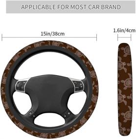 img 2 attached to Swono Car Steering Wheel Covers Sea Turtles Sea Animal Turtles With Flower Brown Universal For Women Girls Soft Neoprene Anti-Slip Car Accessories For Most Sedan Van SUV
