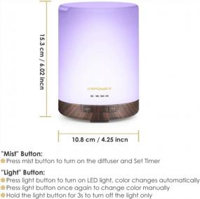 img 2 attached to URPOWER 2Nd Gen 300Ml Aroma Essential Oil Diffuser Night Light Ultrasonic Air Cool Mist Humidifier With AUTO Shut Off And 6-7 Hours Continuous Diffusing And 4 Timer Settings For Home Office Yoga Spa