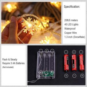 img 1 attached to WesGen Snowflake Battery-Operated Christmas String Lights - 40 LED Fairy Lights For 20Ft Waterproof Decorations In Warm White
