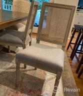 img 1 attached to 🪑 Set of 2 Distressed Beige Fabric French Farmhouse Chairs with Round Rattan Back - Elegant Tufted Kitchen and Dining Room Furniture review by Aaron Jimison