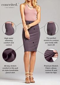 img 2 attached to Women'S Stretch Bodycon Midi Skirt - Elastic Waist Pencil Skirt - Multiple Colors