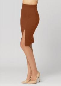 img 1 attached to Women'S Stretch Bodycon Midi Skirt - Elastic Waist Pencil Skirt - Multiple Colors