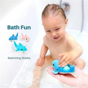 img 2 attached to MARPPY Baby Bath Toys - Floating Wind-up Sharks for Toddlers and Kids - Tub and Pool Toys Set with 3 Swimming Bath Toys Sharks and 1 Bath Toy Storage