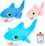 marppy baby bath toys - floating wind-up sharks for toddlers and kids - tub and pool toys set with 3 swimming bath toys sharks and 1 bath toy storage логотип