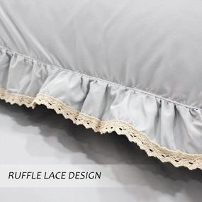 img 3 attached to Twin Size Grey Lace Ruffle Duvet Cover Set - Soft & Comfortable 3Pcs Bedding Set