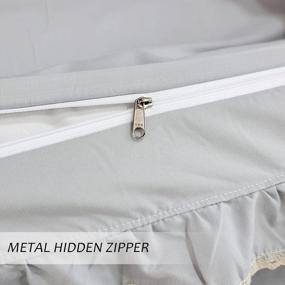 img 1 attached to Серый пододеяльник с кружевными рюшами двойного размера - мягкий и удобный комплект постельного белья из 3 предметов