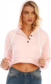 img 3 attached to Anbenser Womens Cropped Hoodies Long Sleeve Pullover Crop Top Deep V Neck Sweatshirt