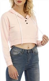 img 1 attached to Anbenser Womens Cropped Hoodies Long Sleeve Pullover Crop Top Deep V Neck Sweatshirt