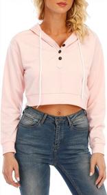 img 2 attached to Anbenser Womens Cropped Hoodies Long Sleeve Pullover Crop Top Deep V Neck Sweatshirt