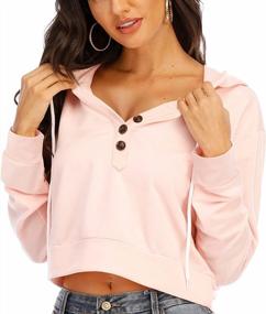 img 4 attached to Anbenser Womens Cropped Hoodies Long Sleeve Pullover Crop Top Deep V Neck Sweatshirt