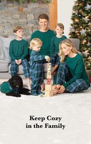 img 3 attached to Family Christmas Pajamas In Thermal Plaid By PajamaGram