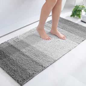 img 4 attached to Indulge In Utmost Comfort With OLANLY Luxury Chenille Bathroom Rug Mat - Soft, Absorbent, And Non-Slip Bath Mats