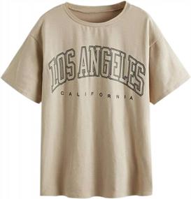 img 4 attached to Oversized Women'S Casual Tee Shirt With Los Angeles Letter Print, Short Sleeves And Round Neck For Summer, Ideal For Fashionable Blouse Tops