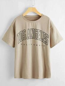 img 2 attached to Oversized Women'S Casual Tee Shirt With Los Angeles Letter Print, Short Sleeves And Round Neck For Summer, Ideal For Fashionable Blouse Tops
