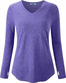 img 4 attached to Stylish And Functional: Fulbelle Women'S Long Sleeve V Neck Tunic Tops With Thumbholes For The Ultimate Workout Look