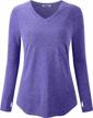 stylish and functional: fulbelle women's long sleeve v neck tunic tops with thumbholes for the ultimate workout look logo
