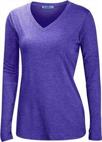 img 3 attached to Stylish And Functional: Fulbelle Women'S Long Sleeve V Neck Tunic Tops With Thumbholes For The Ultimate Workout Look