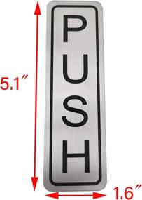 img 1 attached to Premium Stainless Steel Push Pull Door Sticker Sign For Restaurant, Office Or Bar - Square Window Design (5.1X1.6 Inches)