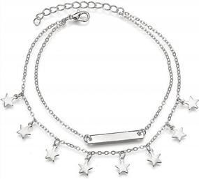 img 4 attached to Shimmer And Shine With Simsly Boho Crystal Layered Anklets - Set Of 11 For Girls And Women!