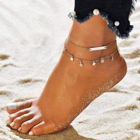 img 3 attached to Shimmer And Shine With Simsly Boho Crystal Layered Anklets - Set Of 11 For Girls And Women!