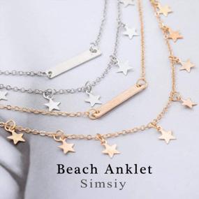 img 2 attached to Shimmer And Shine With Simsly Boho Crystal Layered Anklets - Set Of 11 For Girls And Women!