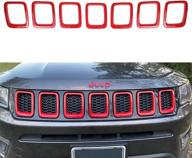 xbeek крышка передней решетки решетка кольцо вставки комплект накладок для 2017-2021 jeep compass - красный логотип