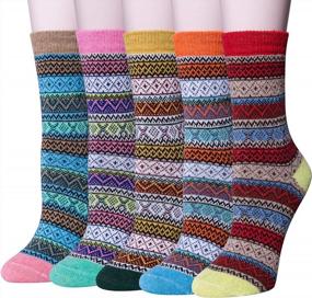 img 4 attached to Stay Cozy This Winter With 5-Pack Women'S Wool Knit Crew Socks - The Perfect Gift Idea!