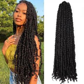 img 4 attached to Niseyo 30 Inch Passion Twist Hair Pre-Twisted 8 Packs Pre-Looped Crochet Passion Twist Crochet Hair Long Braids (8 Packs, 1B)
