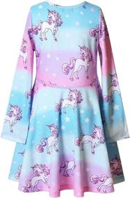 img 3 attached to 🦄 Starry Cotton Unicorn Sleeve Dresses for Girls' Clothing