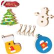 christmas craft kit for kids: 40 unfinished wooden ornaments with holes - perfect for diy christmas tree decorations, 8 unique styles and 3.5 inches in size logo