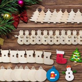 img 3 attached to Christmas Craft Kit For Kids: 40 Unfinished Wooden Ornaments With Holes - Perfect For DIY Christmas Tree Decorations, 8 Unique Styles And 3.5 Inches In Size