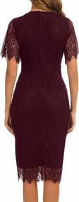 img 2 attached to Elegant Knee-Length Bodycon Dress With Floral Lace And Short Sleeves: Perfect For Women'S Cocktail Parties - MSLG 931