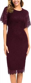 img 1 attached to Elegant Knee-Length Bodycon Dress With Floral Lace And Short Sleeves: Perfect For Women'S Cocktail Parties - MSLG 931