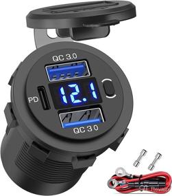 img 4 attached to 🔌 Qidoe 12V USB Outlet: Dual 18W Quick Charge 3.0 Port & 20W PD 12V USB C Car Charger Socket with Voltmeter and Power Switch - Waterproof Car USB Port Adapter for Car Boat Marine Truck Golf RV