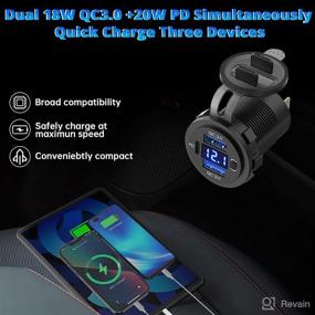 img 3 attached to 🔌 Qidoe 12V USB Outlet: Dual 18W Quick Charge 3.0 Port & 20W PD 12V USB C Car Charger Socket with Voltmeter and Power Switch - Waterproof Car USB Port Adapter for Car Boat Marine Truck Golf RV