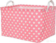 🎀 pfonb kids girls baby laundry hamper, large collapsible pink laundry basket for bedroom, foldable waterproof canvas sturdy nursery hamper for clothes and toys - cute gift (rec-pink love) логотип