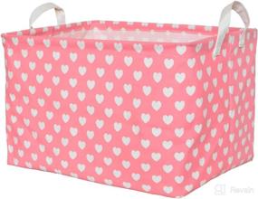 img 4 attached to 🎀 PFONB Kids Girls Baby Laundry Hamper, Large Collapsible Pink Laundry Basket for Bedroom, Foldable Waterproof Canvas Sturdy Nursery Hamper for Clothes and Toys - Cute Gift (Rec-Pink Love)