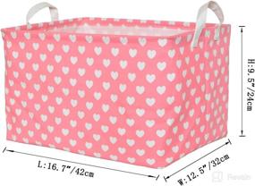 img 3 attached to 🎀 PFONB Kids Girls Baby Laundry Hamper, Large Collapsible Pink Laundry Basket for Bedroom, Foldable Waterproof Canvas Sturdy Nursery Hamper for Clothes and Toys - Cute Gift (Rec-Pink Love)