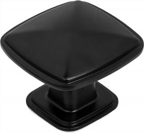 img 4 attached to Ilyapa Black 1 1/4 Square Kitchen Cabinet Knobs - 10 Pack Of Drawer Handles Hardware